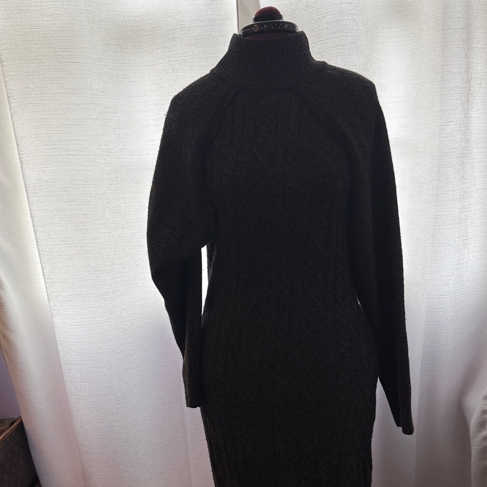 Grey Cable Sweater Dress with Removable turtleneck shrug.